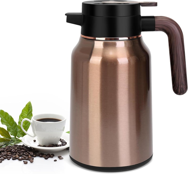 GearRoot 51oz Thermal Coffee Carafe, Stainless Steel Carafes for Hot Liquids 12 Hours, Insulated Coffee Carafes For Keeping Hot Coffee, Hot Water, Tea, Hot Beverage (Gold) - Image 1
